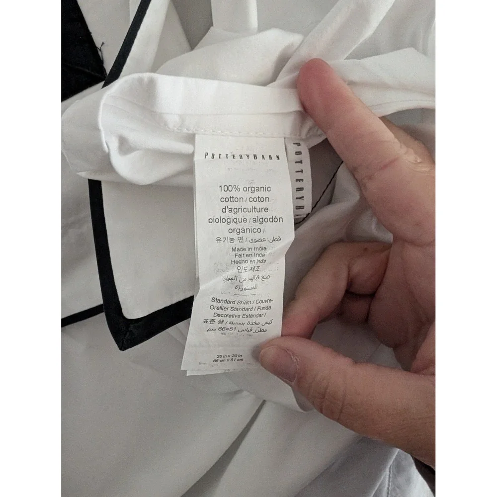 Pottery Barn Morgan Organic Cotton Standard Shams White Black Monogram T Pair